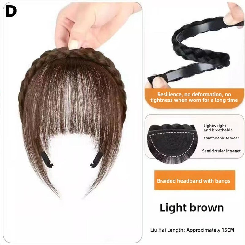 Hairpiece with bangs, fishtail braid, integrated headband, forehead coverage, hair extensions, high crown, hair clip, headband, 15cm